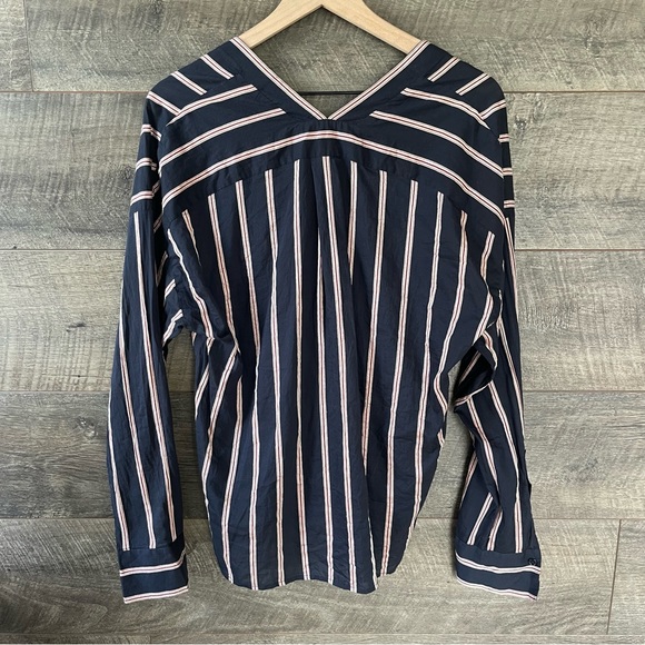 Vince Textured Striped Long-Sleeve Blouse Large - Picture 6 of 7